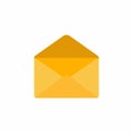 Opened empty golden yellow envelope icon sign flat design vector illustration isolated on white background Royalty Free Stock Photo